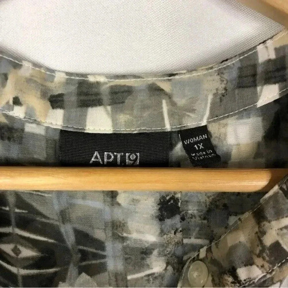 Apt 9 Gray & Beige Printed Chiffon Sleeveless Button Down Top 1X - Picture 4 of 4